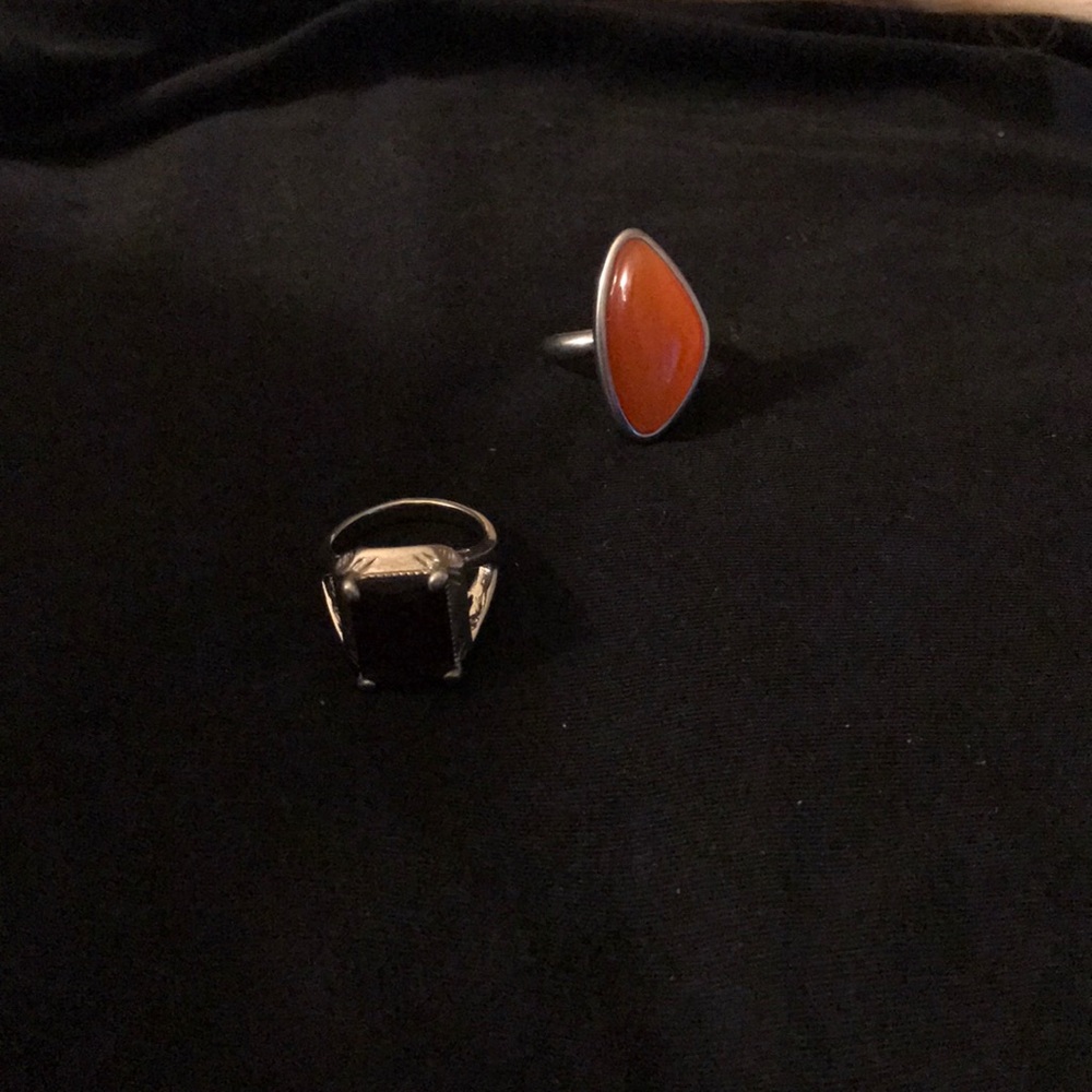 Orange & Black Ring Set